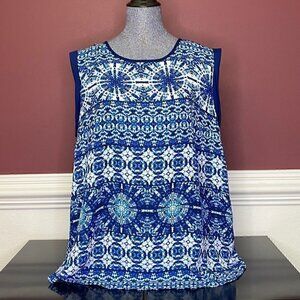Zac & Rachel blue short sleeve button blouse sz XL